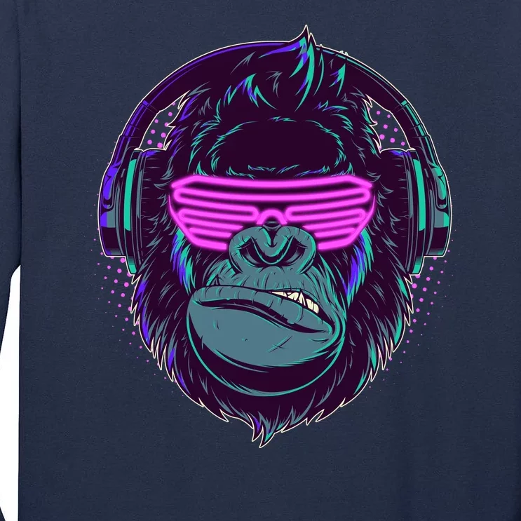 Retro Neon Hipster Gorilla Ape Tall Long Sleeve T-Shirt