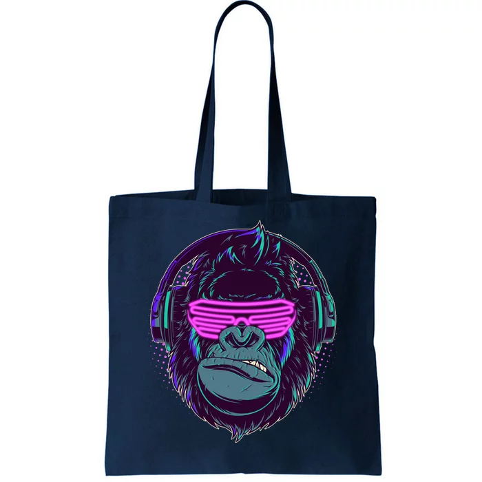 Retro Neon Hipster Gorilla Ape Tote Bag