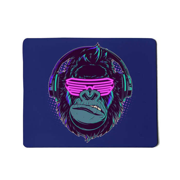 Retro Neon Hipster Gorilla Ape Mousepad