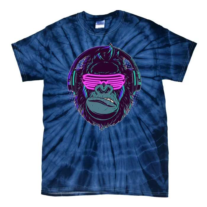 Retro Neon Hipster Gorilla Ape Tie-Dye T-Shirt