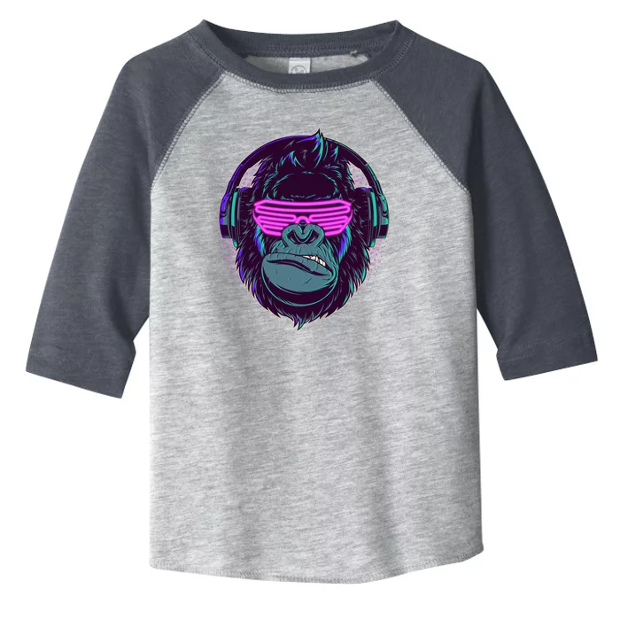 Retro Neon Hipster Gorilla Ape Toddler Fine Jersey T-Shirt