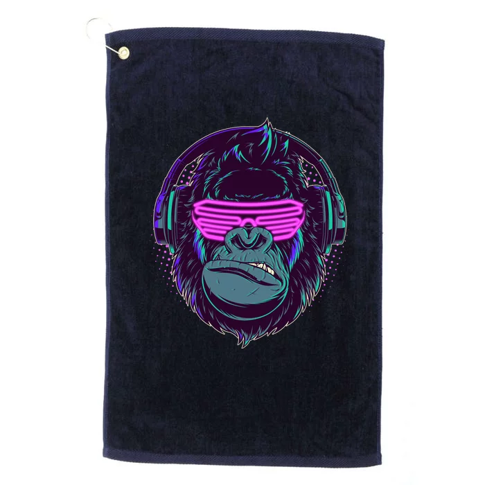 Retro Neon Hipster Gorilla Ape Platinum Collection Golf Towel