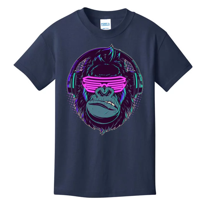 Retro Neon Hipster Gorilla Ape Kids T-Shirt