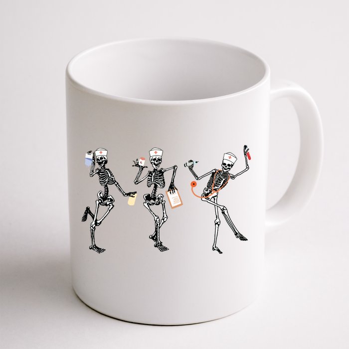 Rn Nurse Halloween Dancing Skeleton Autumn Fall Women Front & Back Coffee Mug