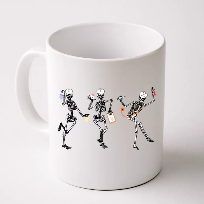 Rn Nurse Halloween Dancing Skeleton Autumn Fall Women Front & Back Coffee Mug