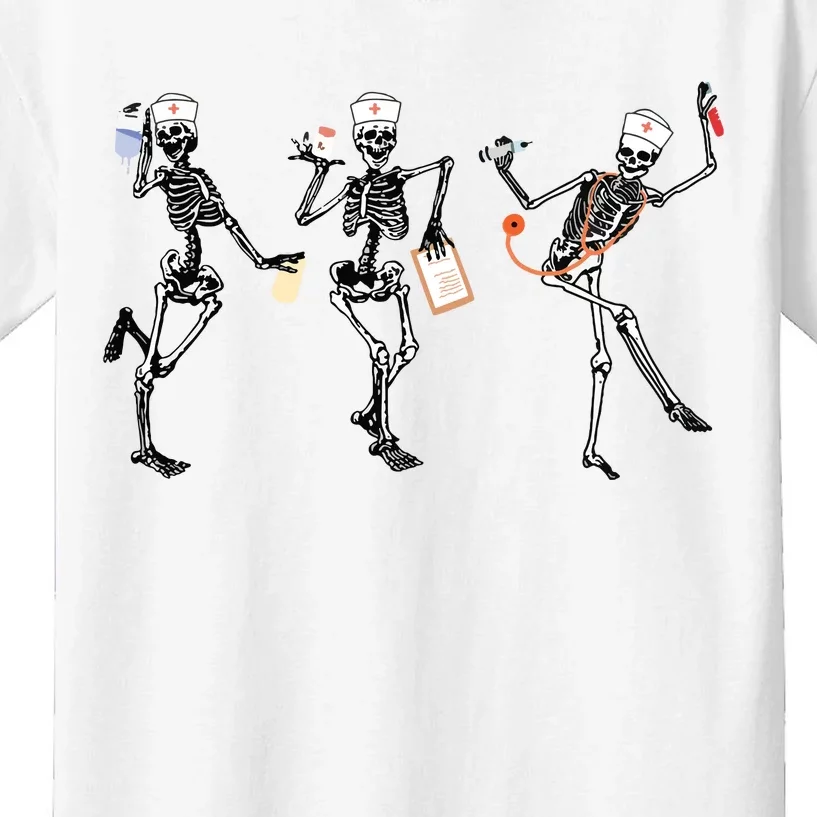 Rn Nurse Halloween Dancing Skeleton Autumn Fall Women Kids T-Shirt