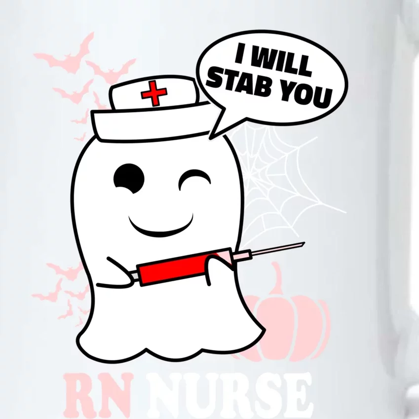 Rn Nurse Halloween I Will Stab You Funny Ghost Gift Black Color Changing Mug