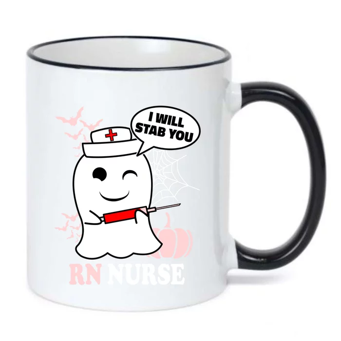 Rn Nurse Halloween I Will Stab You Funny Ghost Gift Black Color Changing Mug