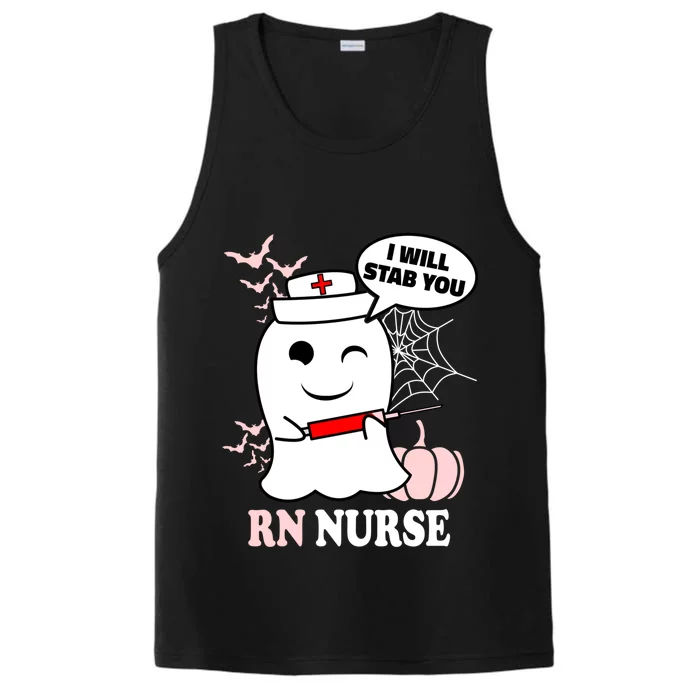 Rn Nurse Halloween I Will Stab You Funny Ghost Gift Performance Tank