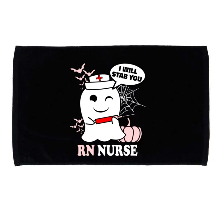 Rn Nurse Halloween I Will Stab You Funny Ghost Gift Microfiber Hand Towel