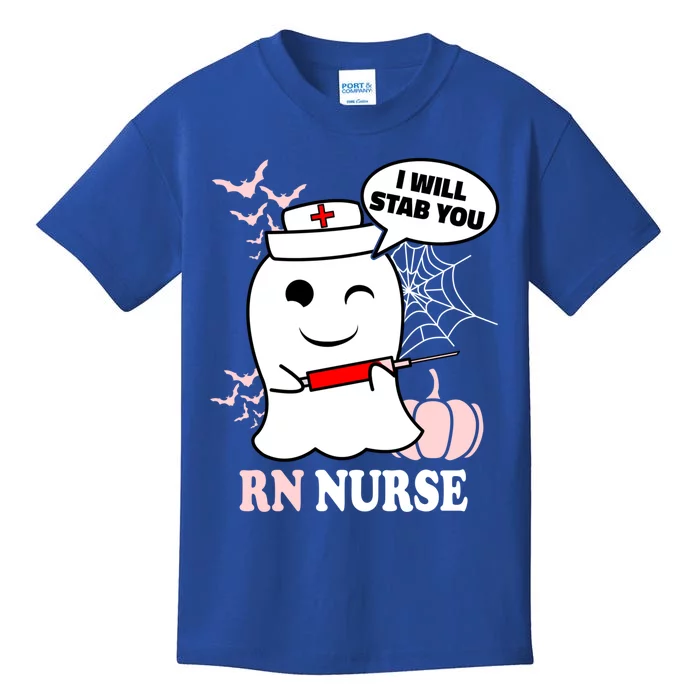 Rn Nurse Halloween I Will Stab You Funny Ghost Gift Kids T-Shirt