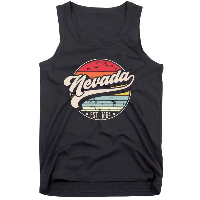 Retro Nevada Home State Nv Cool 70s Style Sunset Tank Top