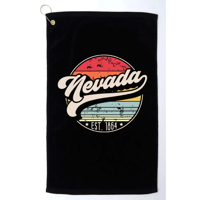 Retro Nevada Home State Nv Cool 70s Style Sunset Platinum Collection Golf Towel