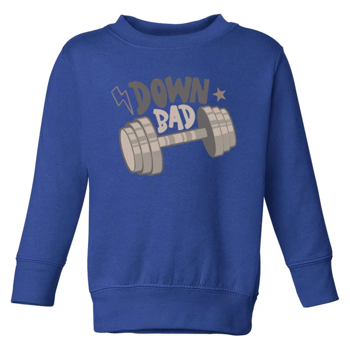 Retro Now IM Down Bad Crying At The Gym Funny Workout Gym Great Gift Toddler Sweatshirt