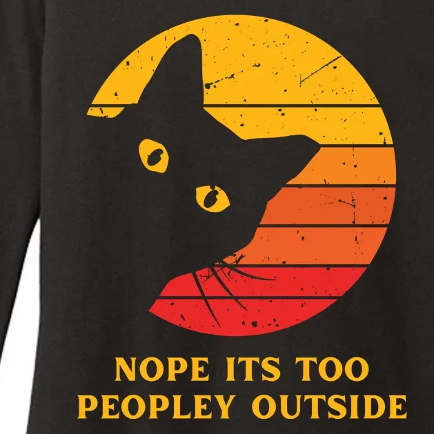 Retro Nope Its Too Peopley Outside Shy Cat Lovers Womens CVC Long Sleeve Shirt