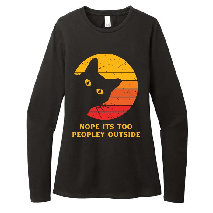 Retro Nope Its Too Peopley Outside Shy Cat Lovers Womens CVC Long Sleeve Shirt