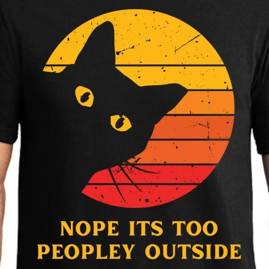 Retro Nope Its Too Peopley Outside Shy Cat Lovers Pajama Set