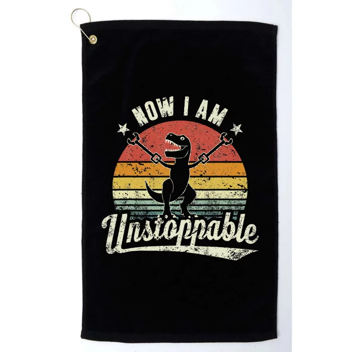 Retro Now I Am Unstoppable T Rex Funny Platinum Collection Golf Towel