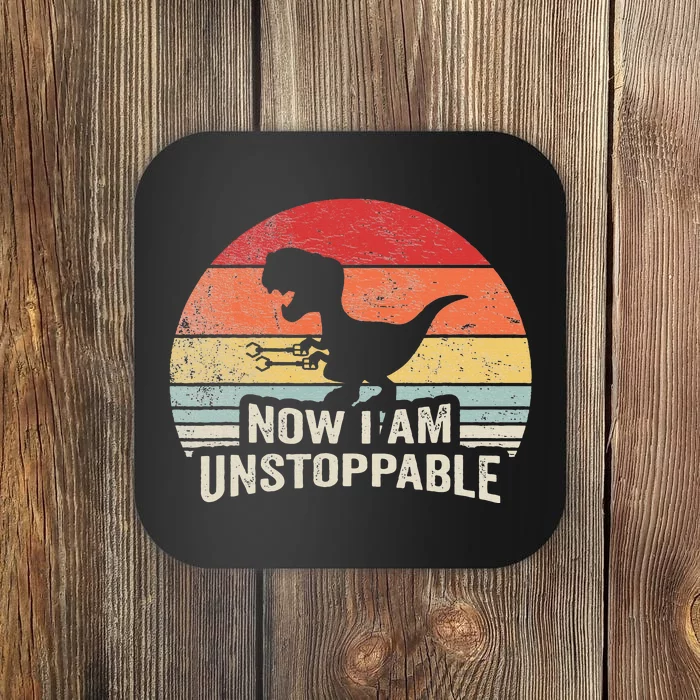 Retro Now I Am Unstoppable Funny Trex Gifts Vintage Coaster