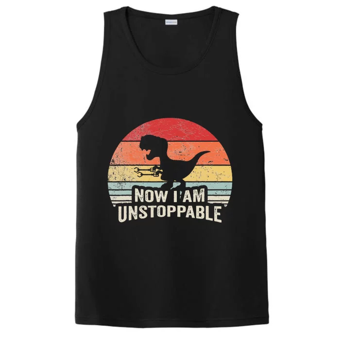 Retro Now I Am Unstoppable Funny Trex Gifts Vintage Performance Tank