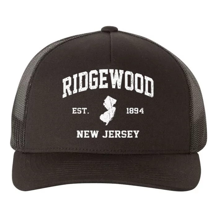 Ridgewood New Jersey NJ Vintage State Athletic Style Yupoong Adult 5-Panel Trucker Hat