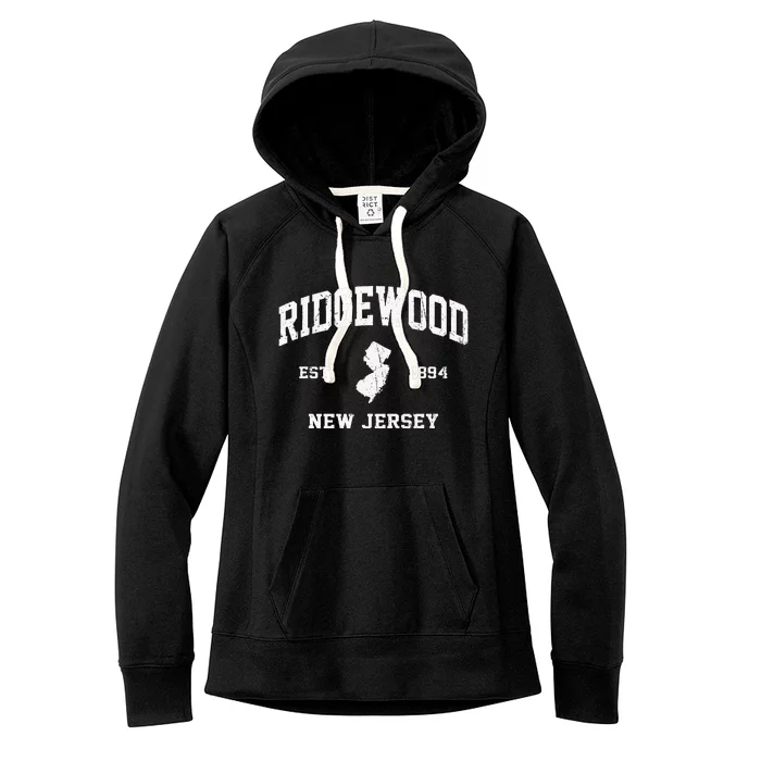 Ridgewood New Jersey NJ Vintage State Athletic Style Women's Fleece Hoodie