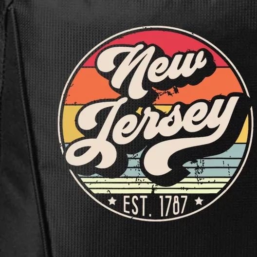 Retro New Jersey Home State Nj Cool 70s Style Sunset City Backpack