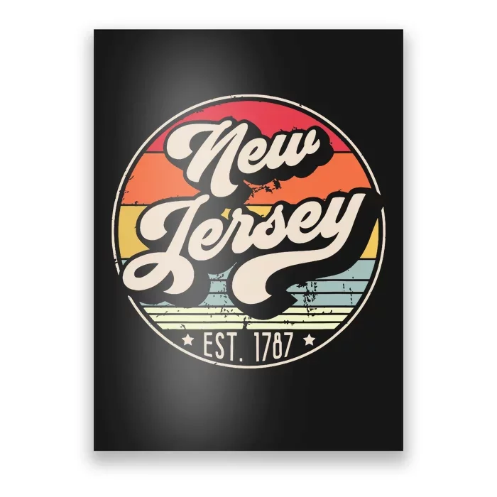 Retro New Jersey Home State Nj Cool 70s Style Sunset Poster