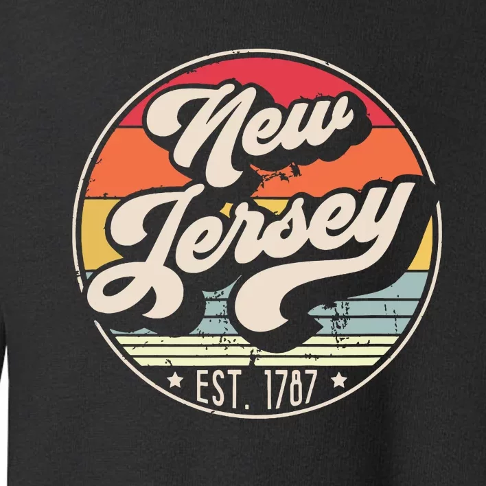 Retro New Jersey Home State Nj Cool 70s Style Sunset Toddler Sweatshirt