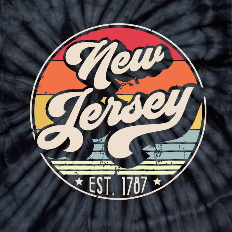 Retro New Jersey Home State Nj Cool 70s Style Sunset Tie-Dye T-Shirt