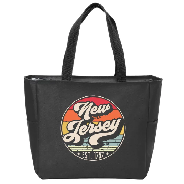 Retro New Jersey Home State Nj Cool 70s Style Sunset Zip Tote Bag