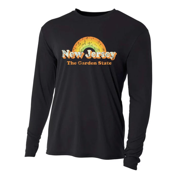 Retro New Jersey Vintage 70s Nj Rainbow Cooling Performance Long Sleeve Crew