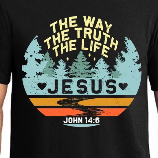 Retro Nature Jesus The Way The Truth Life Verse Religious Pajama Set