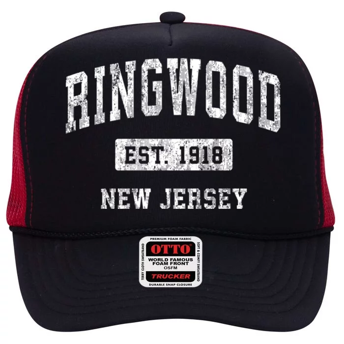 Ringwood New Jersey Nj Vintage Sports High Crown Mesh Trucker Hat