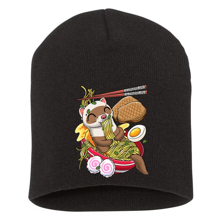 Ra Noodles Japanese Food Kawaii Ferret Short Acrylic Beanie