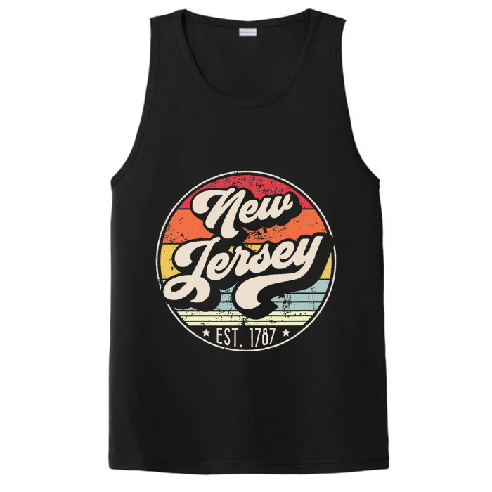 Retro New Jersey Home State Nj Cool 70s Performance Tank