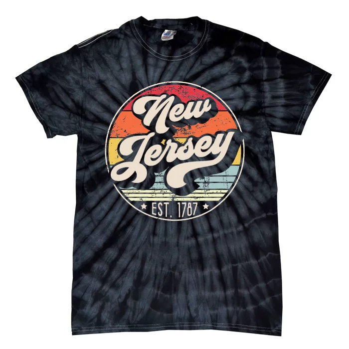 Retro New Jersey Home State Nj Cool 70s Tie-Dye T-Shirt