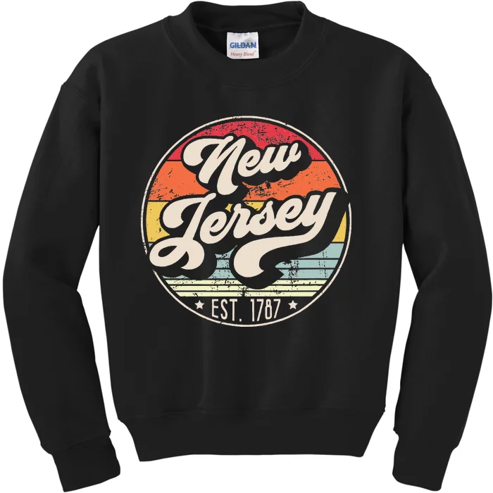 Retro New Jersey Home State Nj Cool 70s Kids Sweatshirt