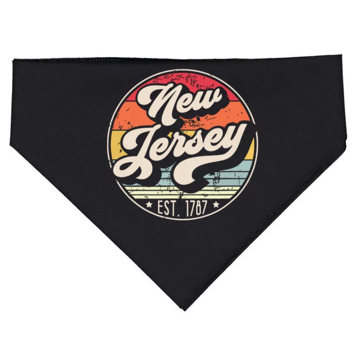 Retro New Jersey Home State Nj Cool 70s Style Sunset USA-Made Doggie Bandana