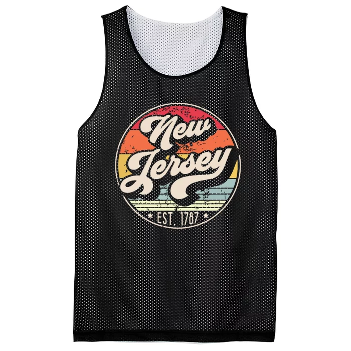 Retro New Jersey Home State Nj Cool 70s Style Sunset Mesh Reversible Basketball Jersey Tank