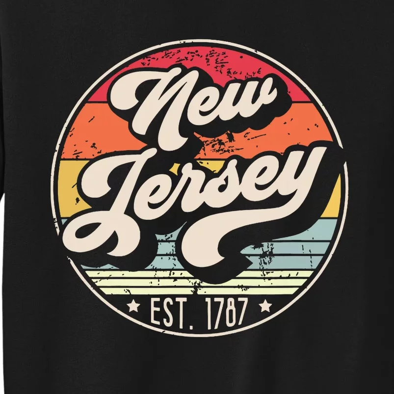 Retro New Jersey Home State Nj Cool 70s Style Sunset Tall Sweatshirt