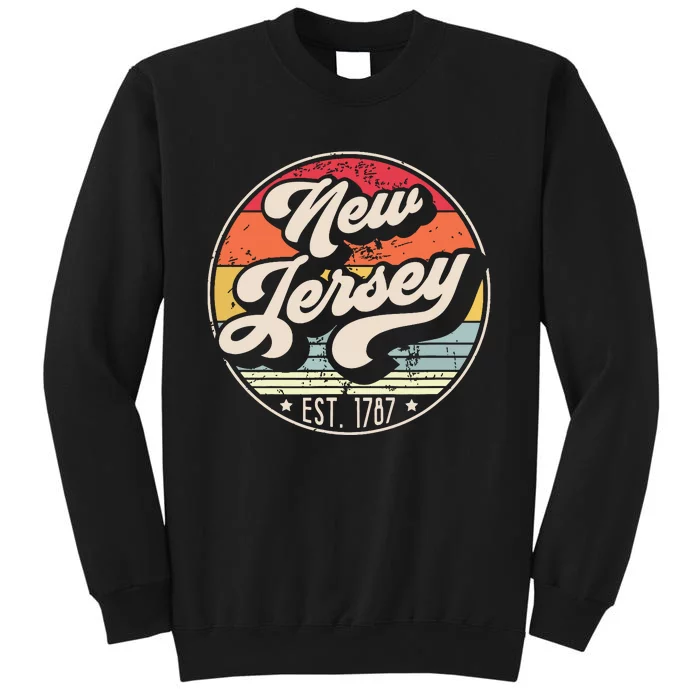 Retro New Jersey Home State Nj Cool 70s Style Sunset Tall Sweatshirt