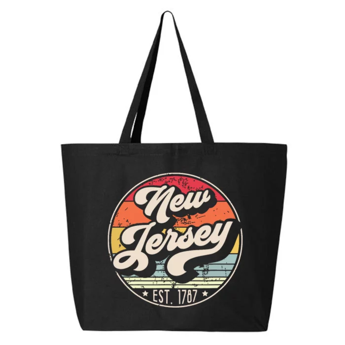 Retro New Jersey Home State Nj Cool 70s Style Sunset 25L Jumbo Tote