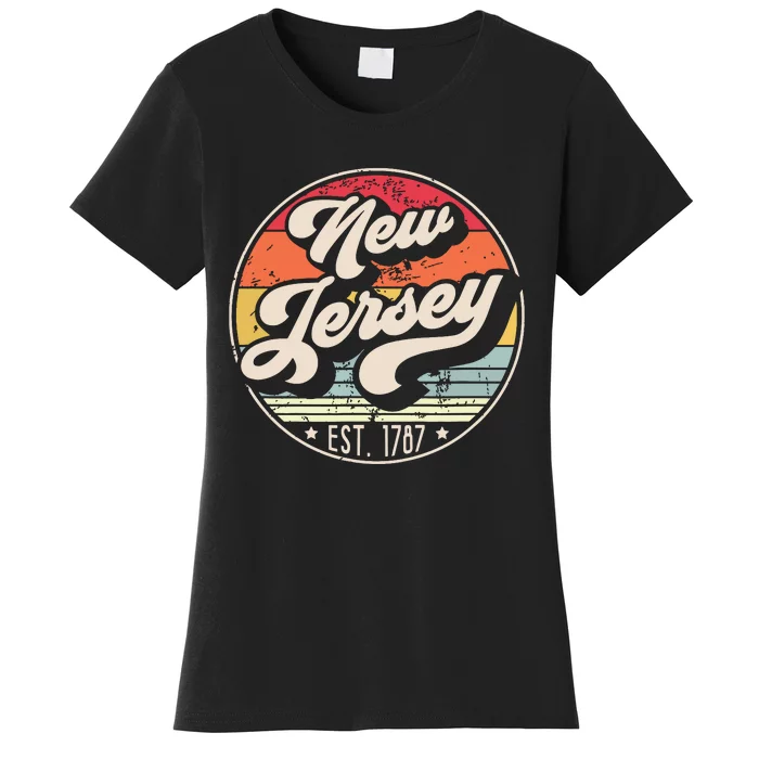 Retro New Jersey Home State Nj Cool 70s Style Sunset Women's T-Shirt