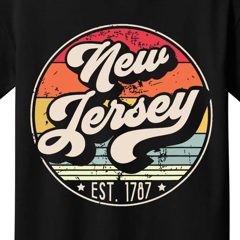 Retro New Jersey Home State Nj Cool 70s Style Sunset Kids T-Shirt