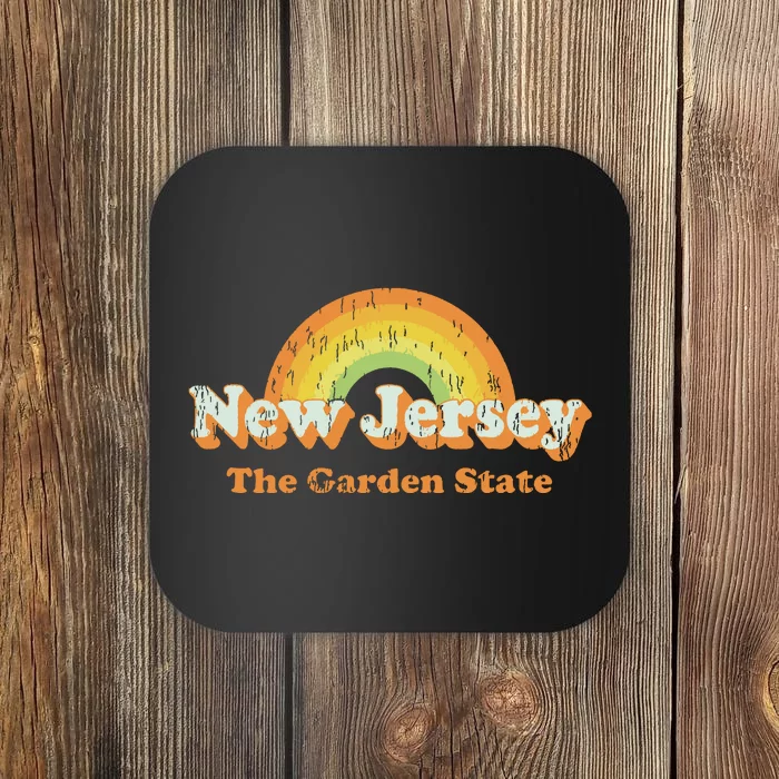 Retro New Jersey T Vintage 70s Nj Rainbow Design Coaster