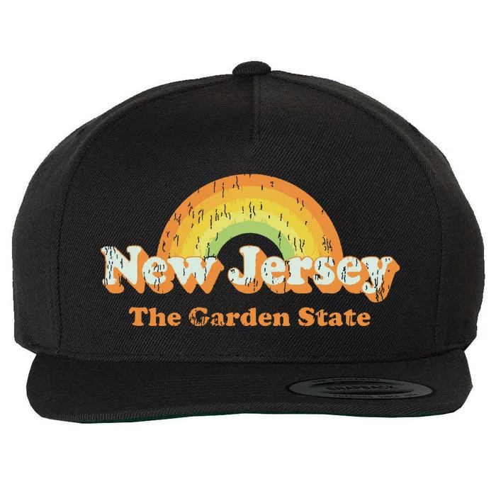 Retro New Jersey T Vintage 70s Nj Rainbow Design Wool Snapback Cap