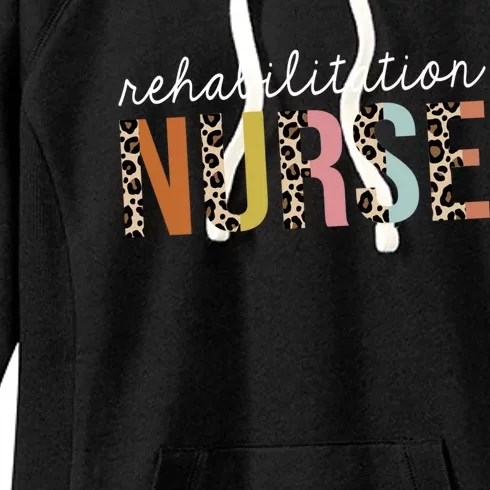 Rehab Nurse Life Leopard Print Rn Registered Nursing Cute Gift Women's Fleece Hoodie