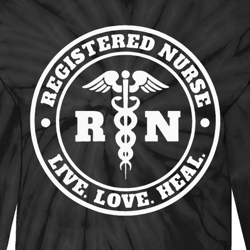 Registered Nurse Live Love Heal Pocket Logo RN Tie-Dye Long Sleeve Shirt