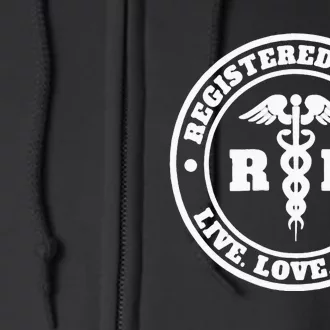 Registered Nurse Live Love Heal Pocket Logo RN Full Zip Hoodie